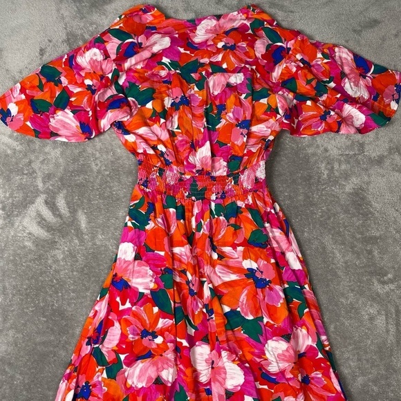 Abel The Label Dress Womens XS Pink Santa Cruz Tropical Island Beach Floral Midi - Picture 7 of 9